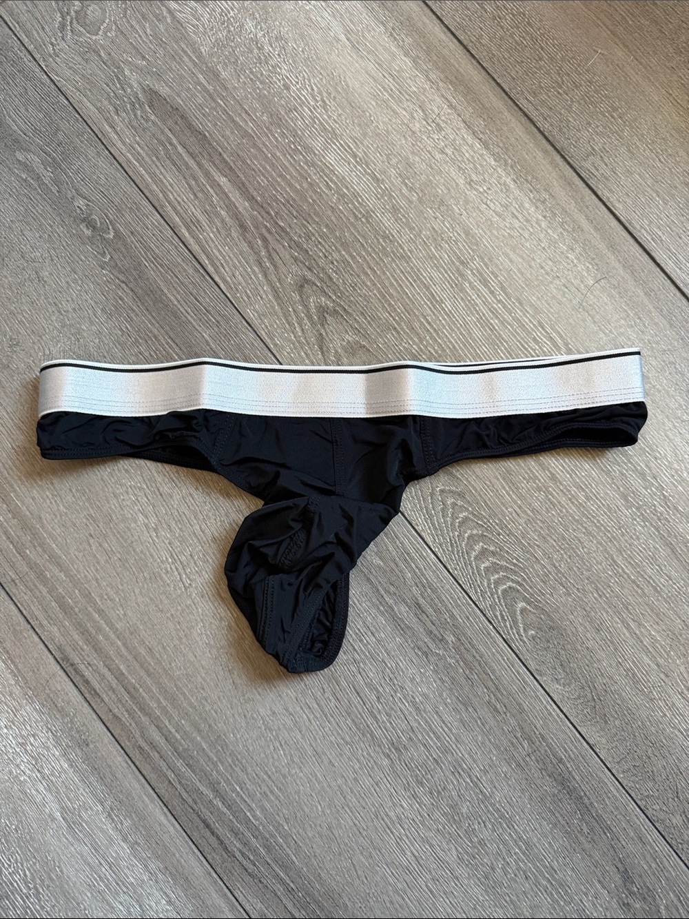 Black Men's Brief with White Contrast Elastic Waistband